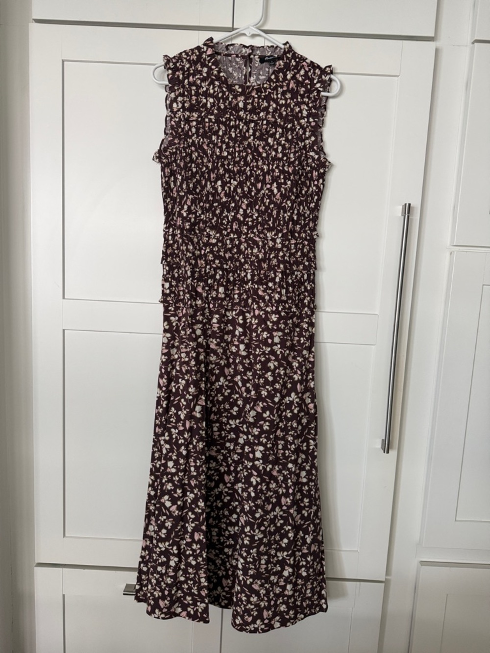 Madewell Plum Floral Smocked Midi Dress